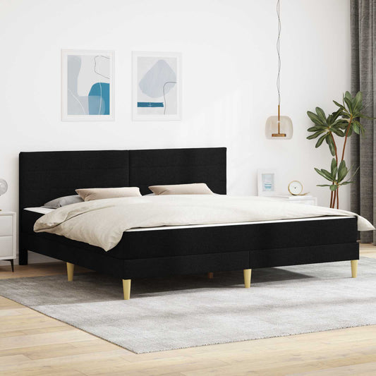 Bed Frame with Mattress 90 x 190 cm Fabric Black 6FT Super King Size