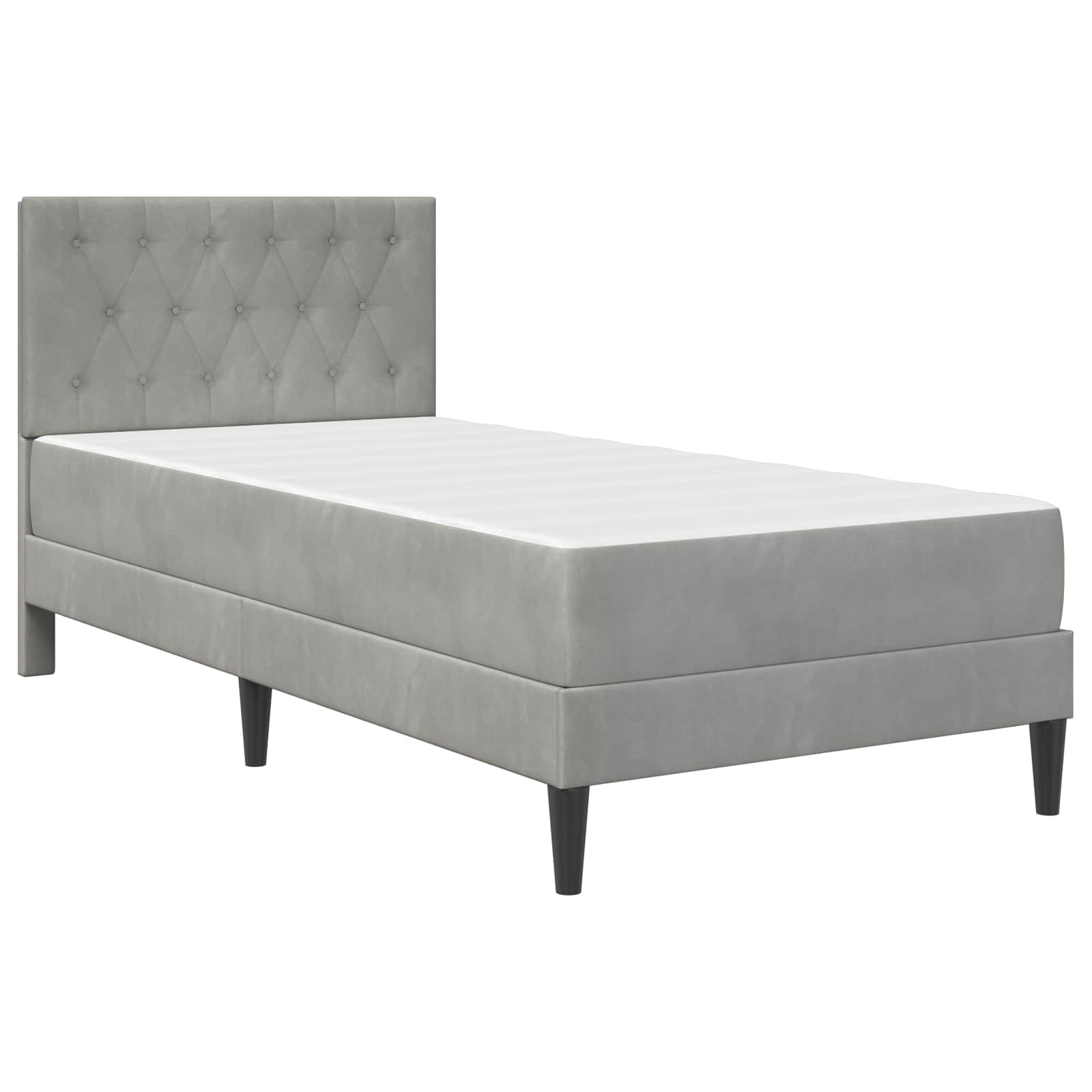vidaXL Bed Frame with Mattress Light Grey 90 x 190 cm Velvet 3