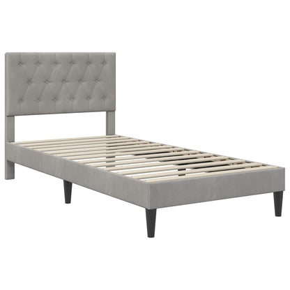 vidaXL Bed Frame with Mattress Light Grey 90 x 190 cm Velvet 4