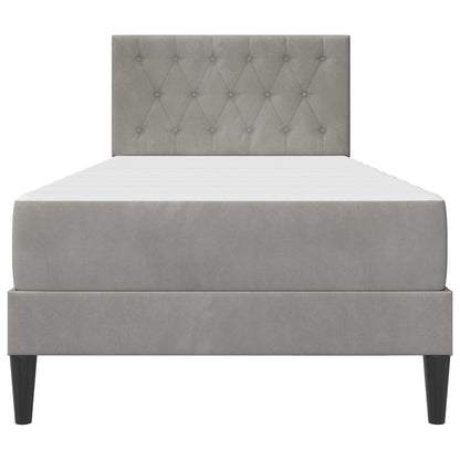 vidaXL Bed Frame with Mattress Light Grey 90 x 190 cm Velvet 6