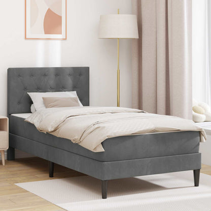vidaXL Bed Frame with Mattress Dark Grey 90 x 190 cm Velvet 1