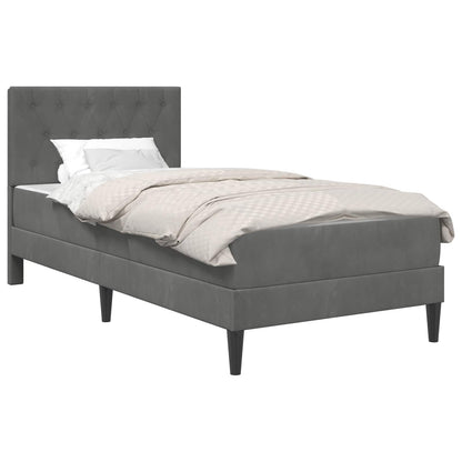 vidaXL Bed Frame with Mattress Dark Grey 90 x 190 cm Velvet 2