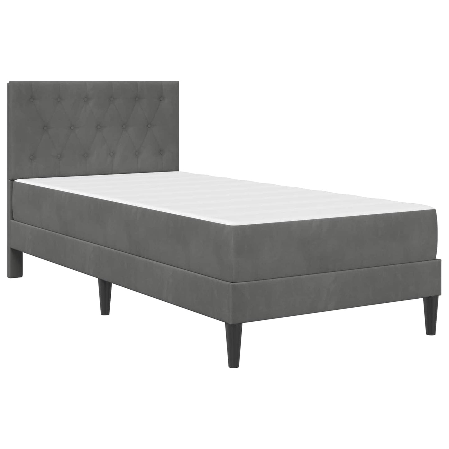 vidaXL Bed Frame with Mattress Dark Grey 90 x 190 cm Velvet 3