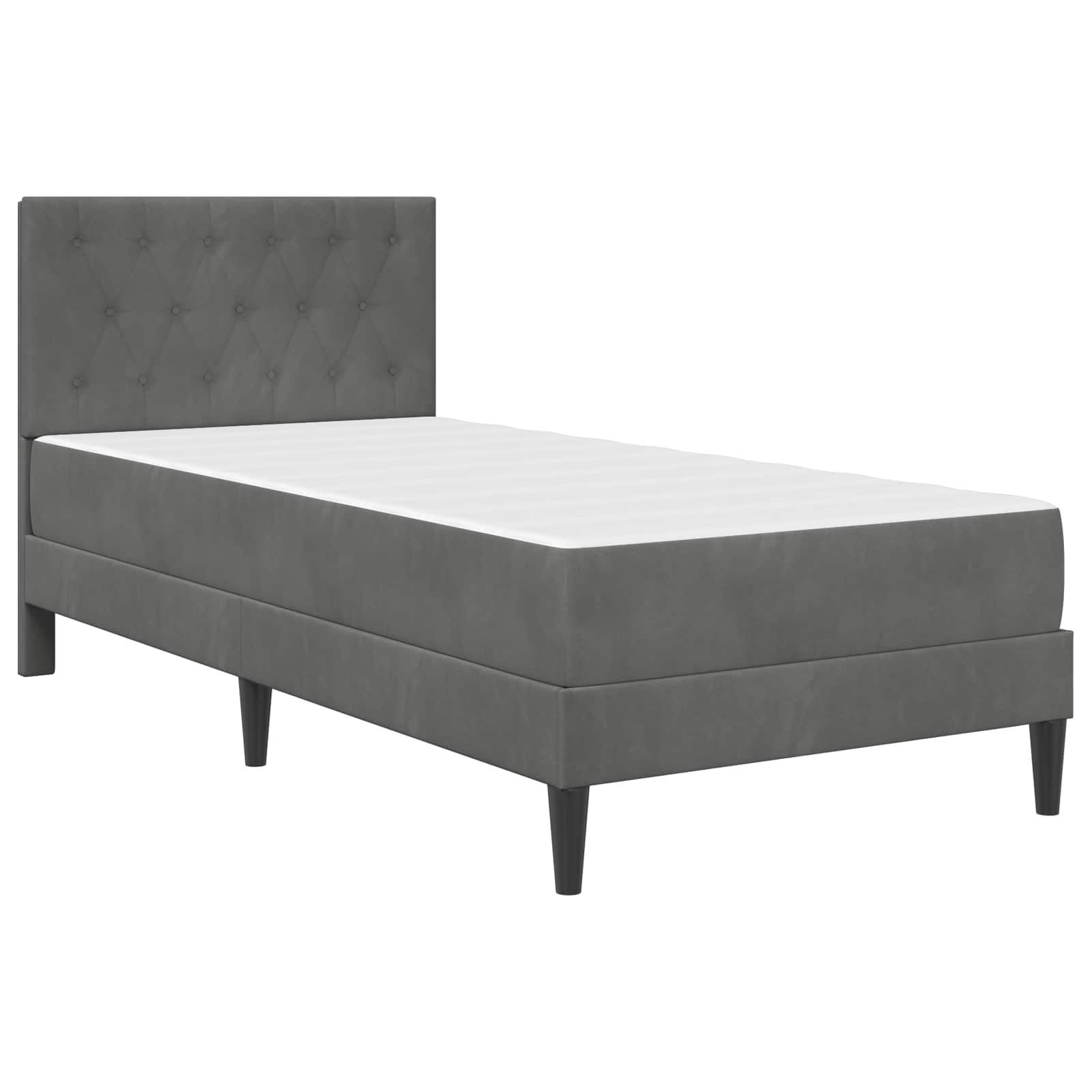 vidaXL Bed Frame with Mattress Dark Grey 90 x 190 cm Velvet 3