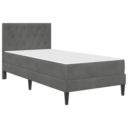 vidaXL Bed Frame with Mattress Dark Grey 90 x 190 cm Velvet 3