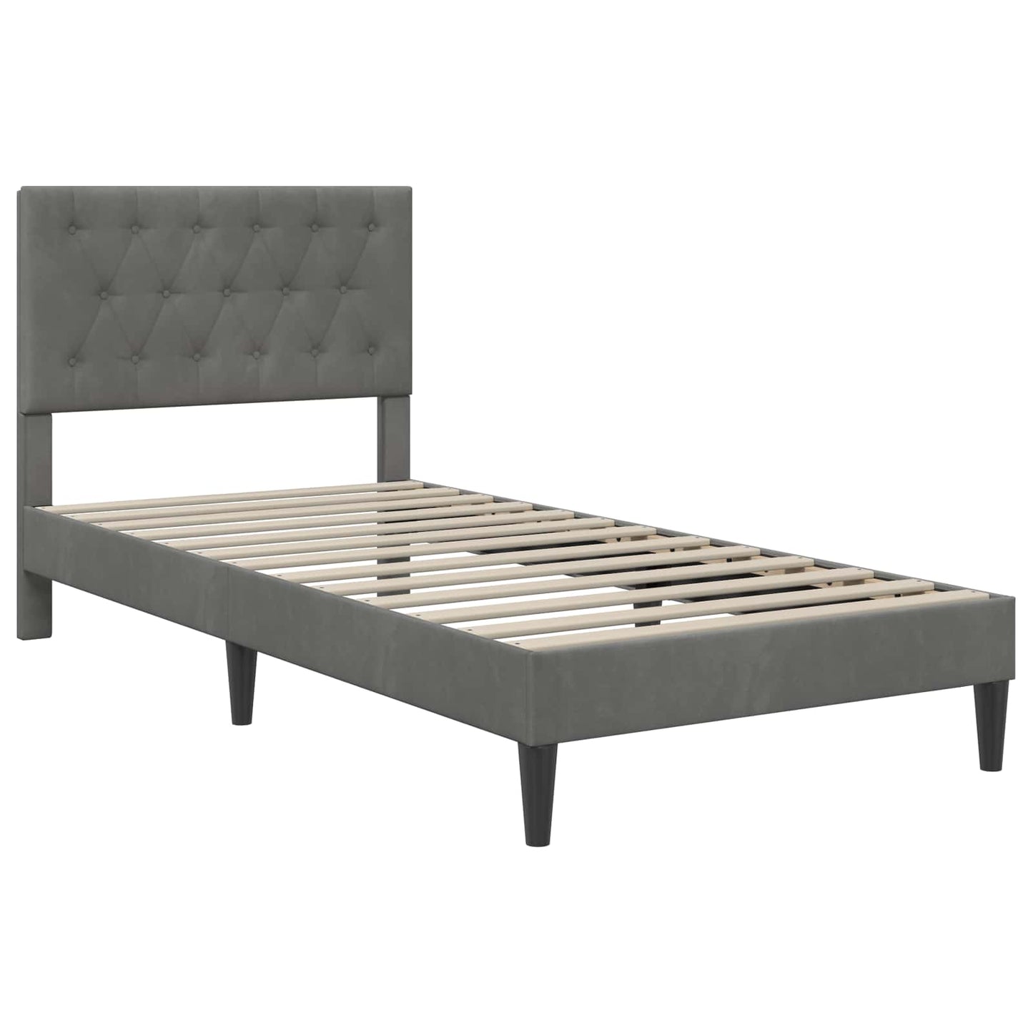 vidaXL Bed Frame with Mattress Dark Grey 90 x 190 cm Velvet 4