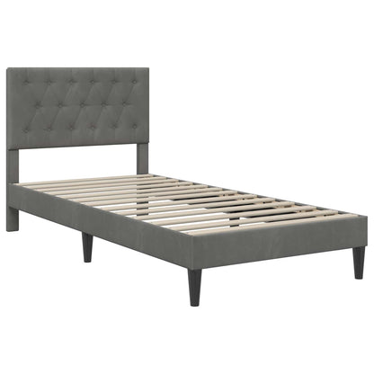 vidaXL Bed Frame with Mattress Dark Grey 90 x 190 cm Velvet 4
