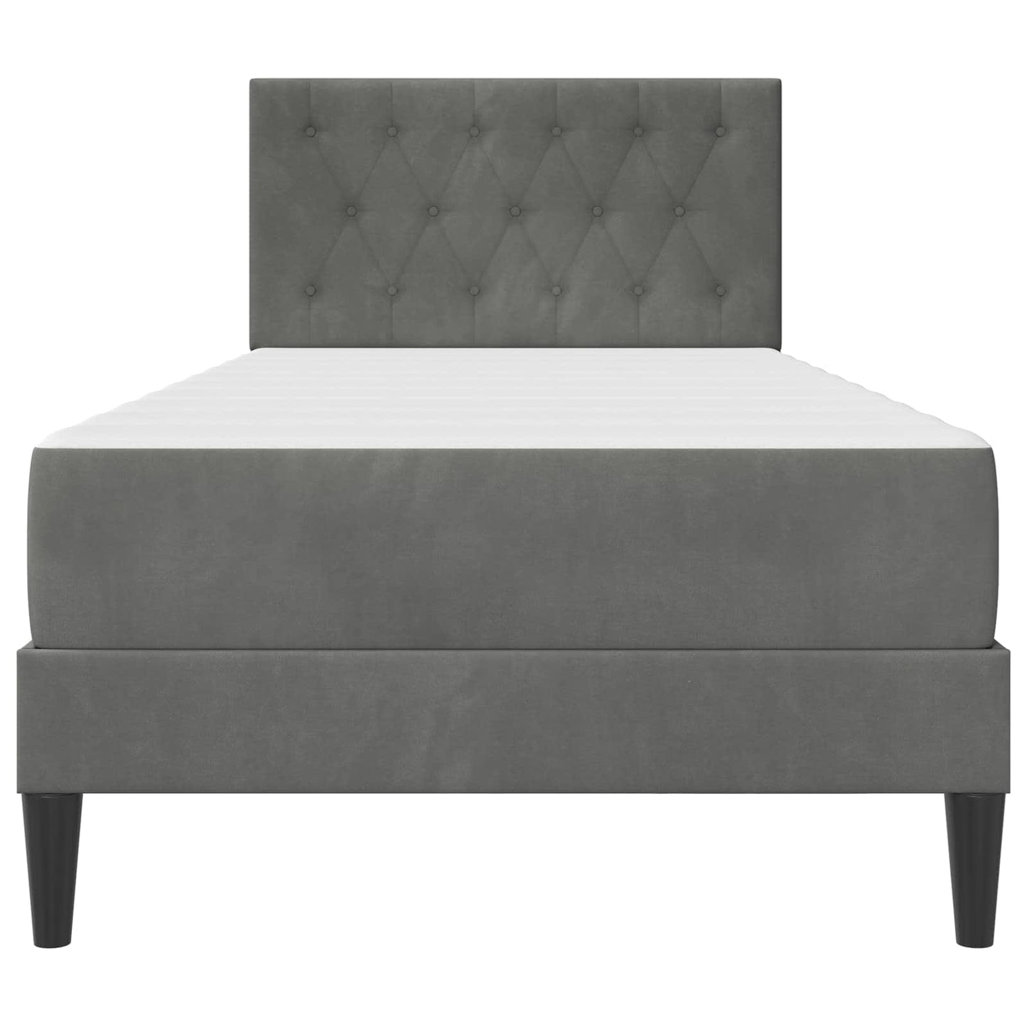 vidaXL Bed Frame with Mattress Dark Grey 90 x 190 cm Velvet 6