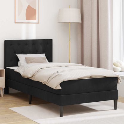 vidaXL Bed Frame with Mattress with Headboard Black 90 x 190 cm Velvet 1