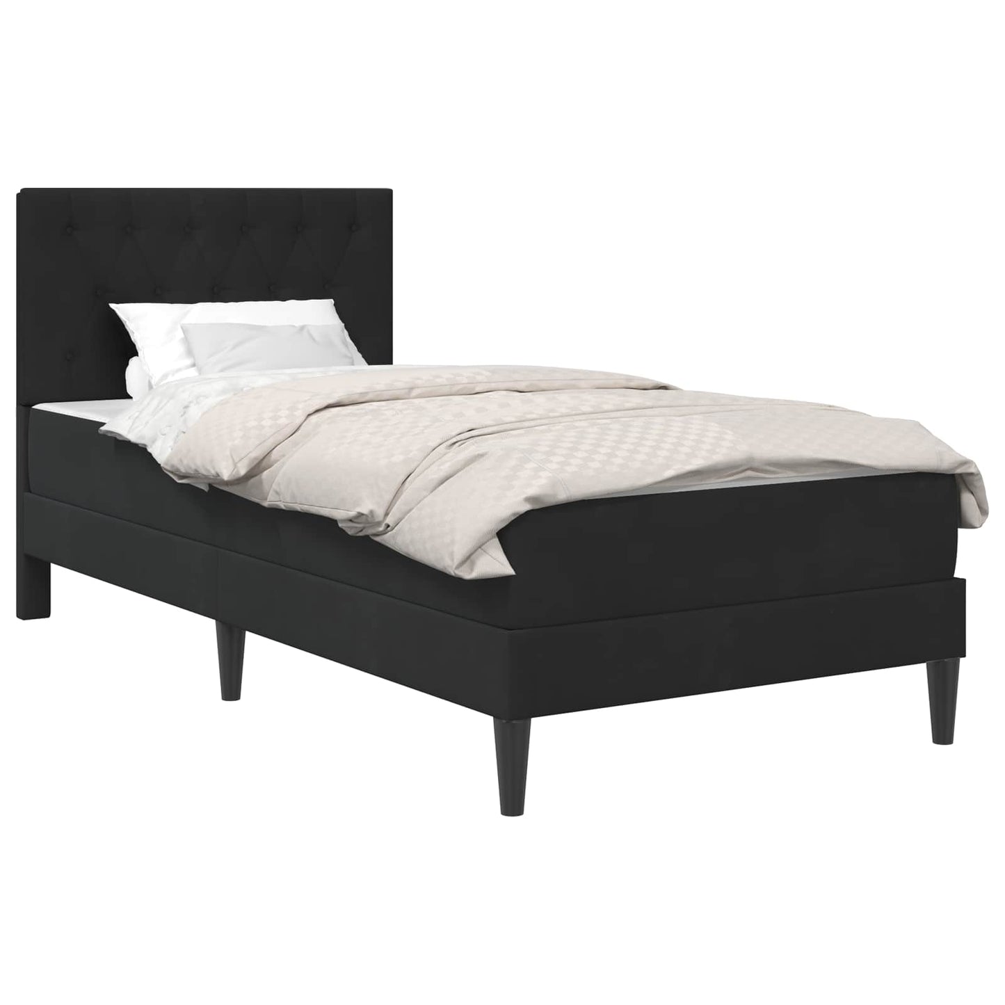 vidaXL Bed Frame with Mattress with Headboard Black 90 x 190 cm Velvet 2
