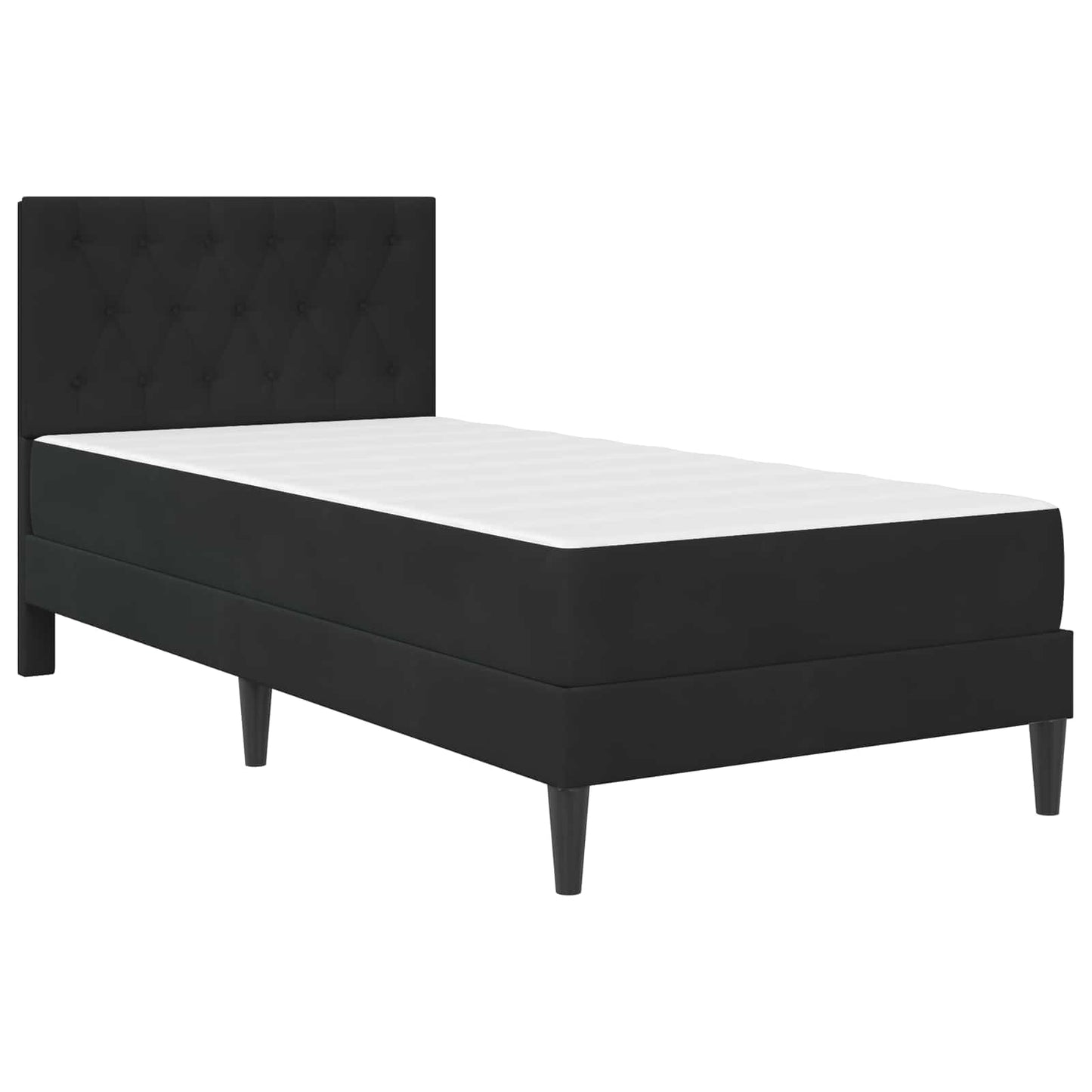 vidaXL Bed Frame with Mattress with Headboard Black 90 x 190 cm Velvet 3