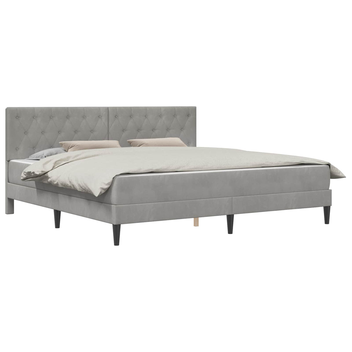 vidaXL Bed Frame with Mattress Light Grey 180 x 200 cm Velvet 2