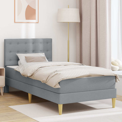 Bed Frame with Mattress 90 x 190 cm Fabric Light grey 3FT Single