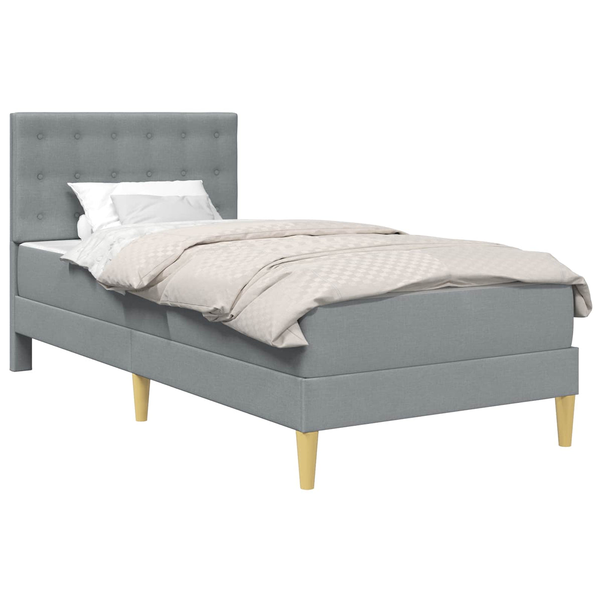 Bed Frame with Mattress 90 x 190 cm Fabric Light grey 3FT Single