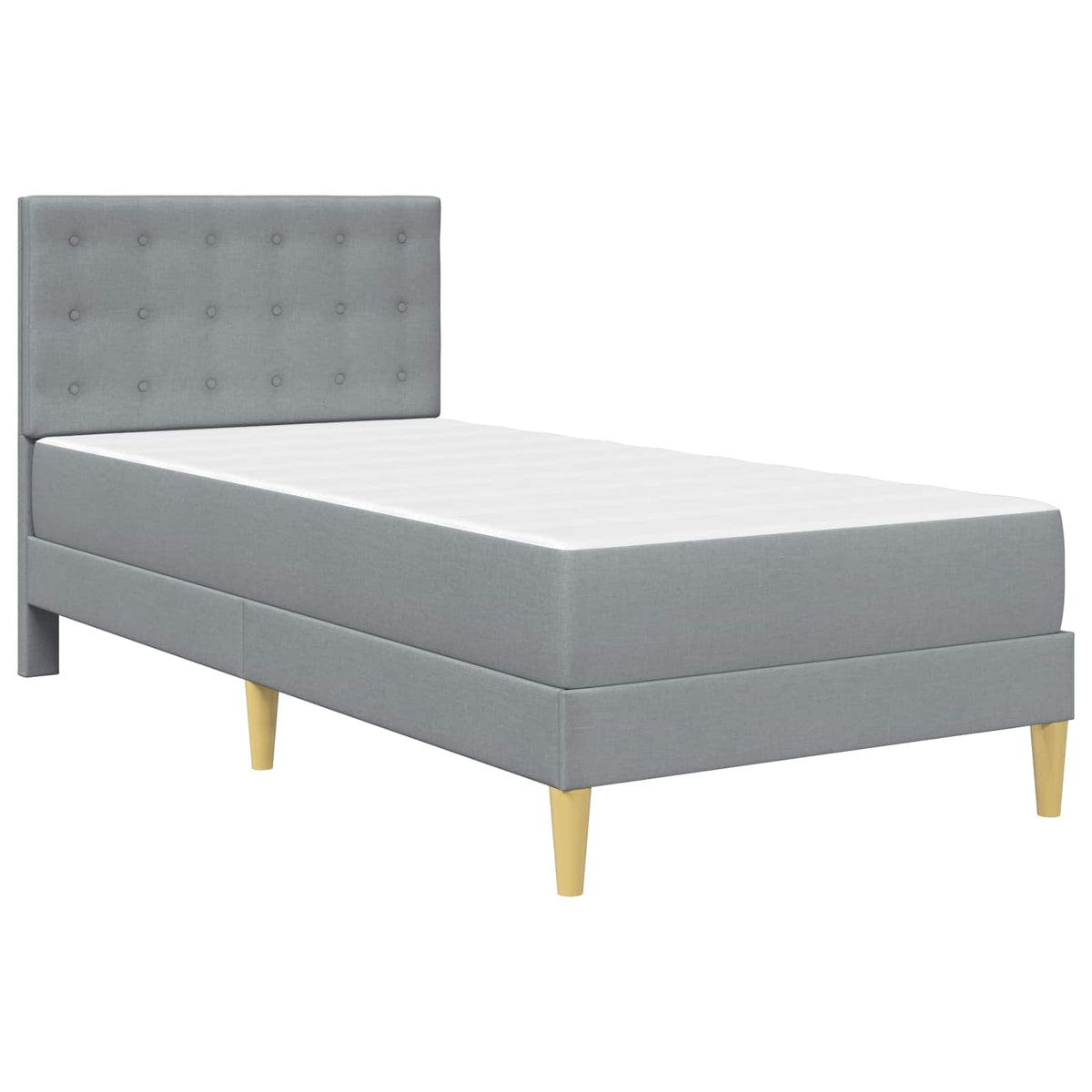 Bed Frame with Mattress 90 x 190 cm Fabric Light grey 3FT Single
