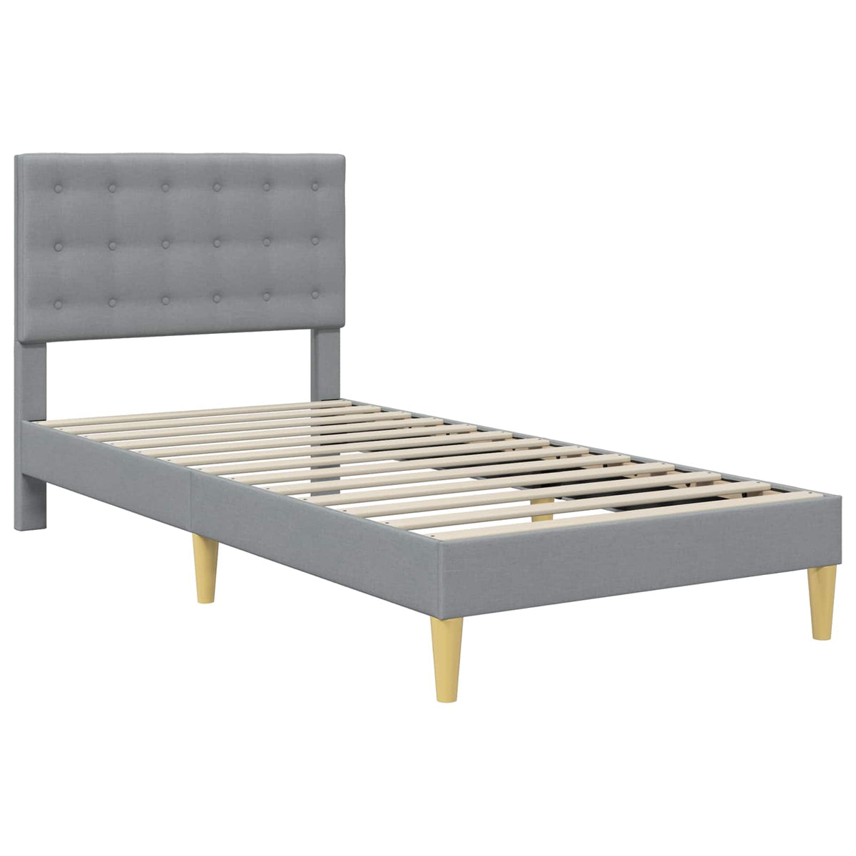 vidaXL Bed Frame with Mattress Light Grey 90 x 190 cm Fabric 4