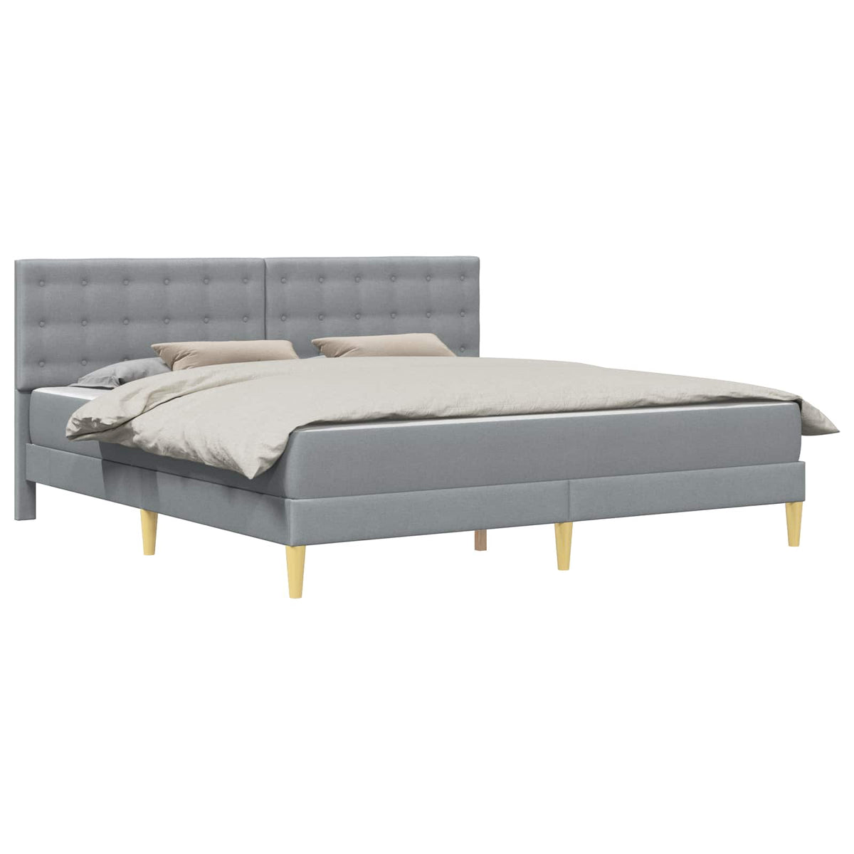 vidaXL Bed Frame with Mattress Light Grey 180 x 200 cm Fabric 2