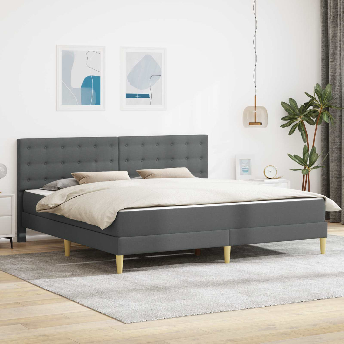 vidaXL Bed Frame with Mattress 90 x 190 cm Fabric