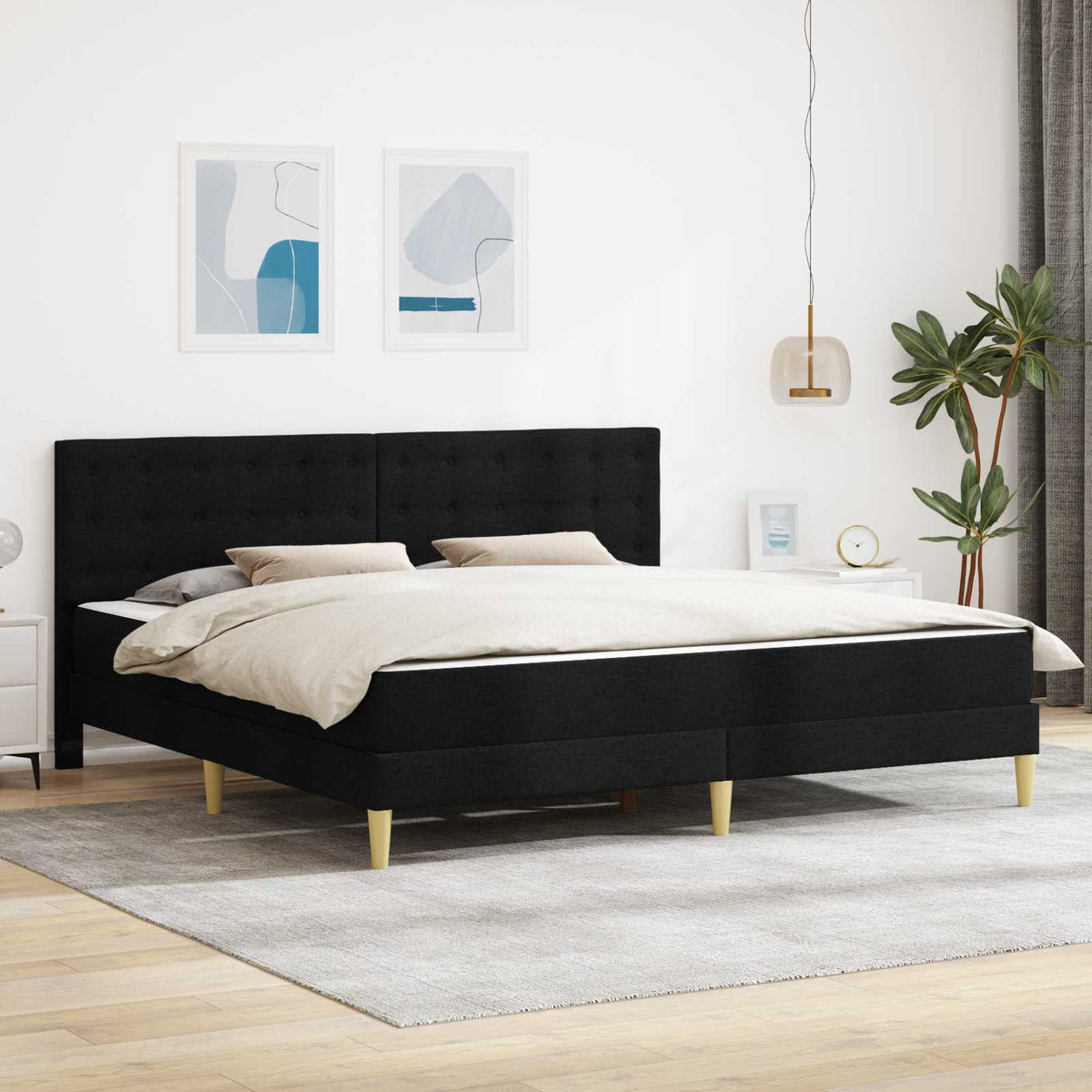 vidaXL Bed Frame with Mattress Black 180 x 200 cm Fabric 1