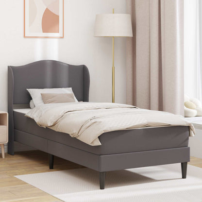 vidaXL Bed Frame with Headboard Grey 90 x 190 cm Faux Leather 1