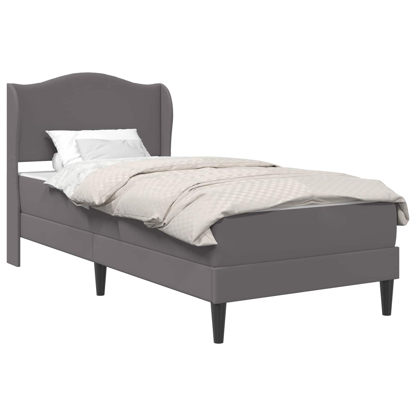 vidaXL Bed Frame with Headboard Grey 90 x 190 cm Faux Leather 2