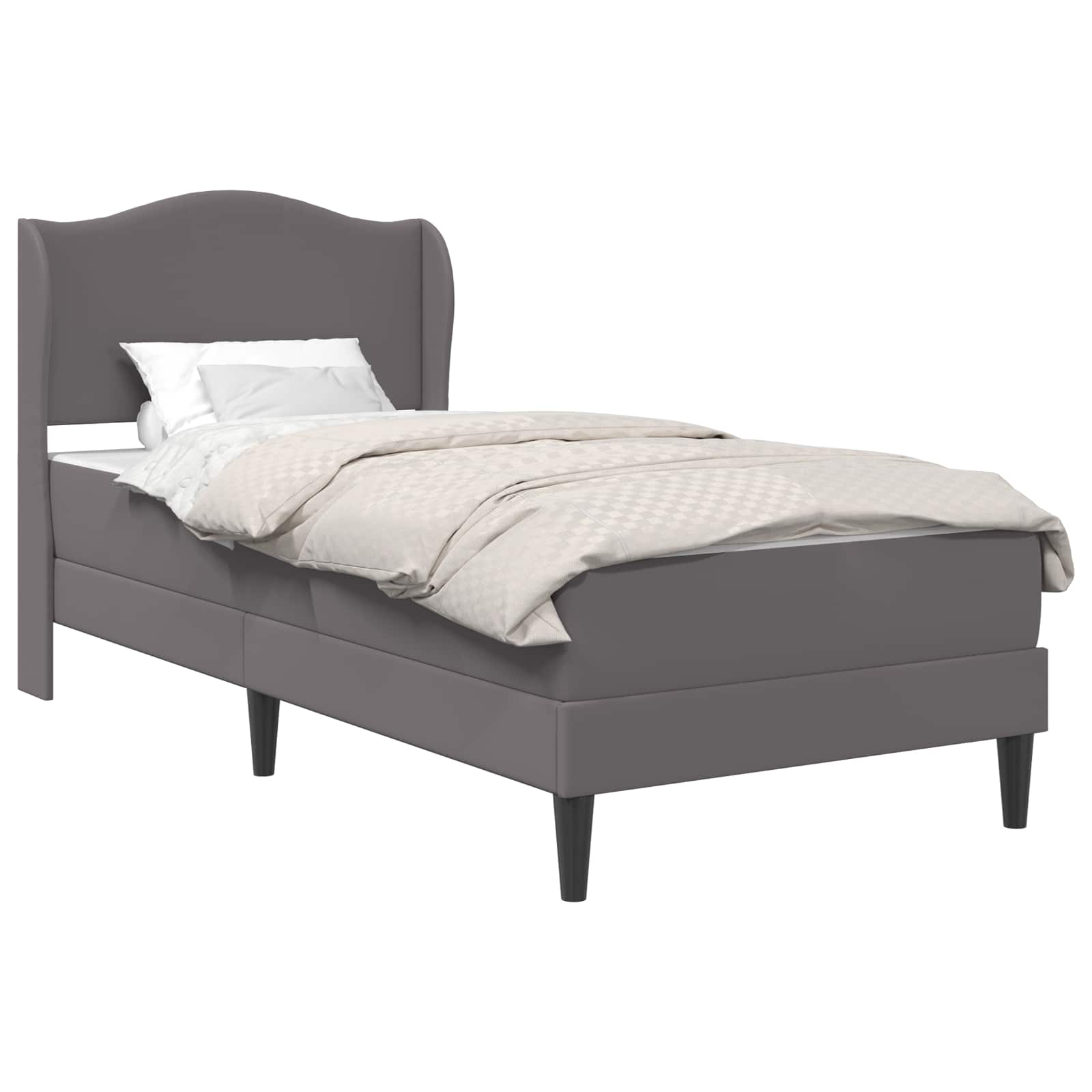 vidaXL Bed Frame with Headboard Grey 90 x 190 cm Faux Leather 2