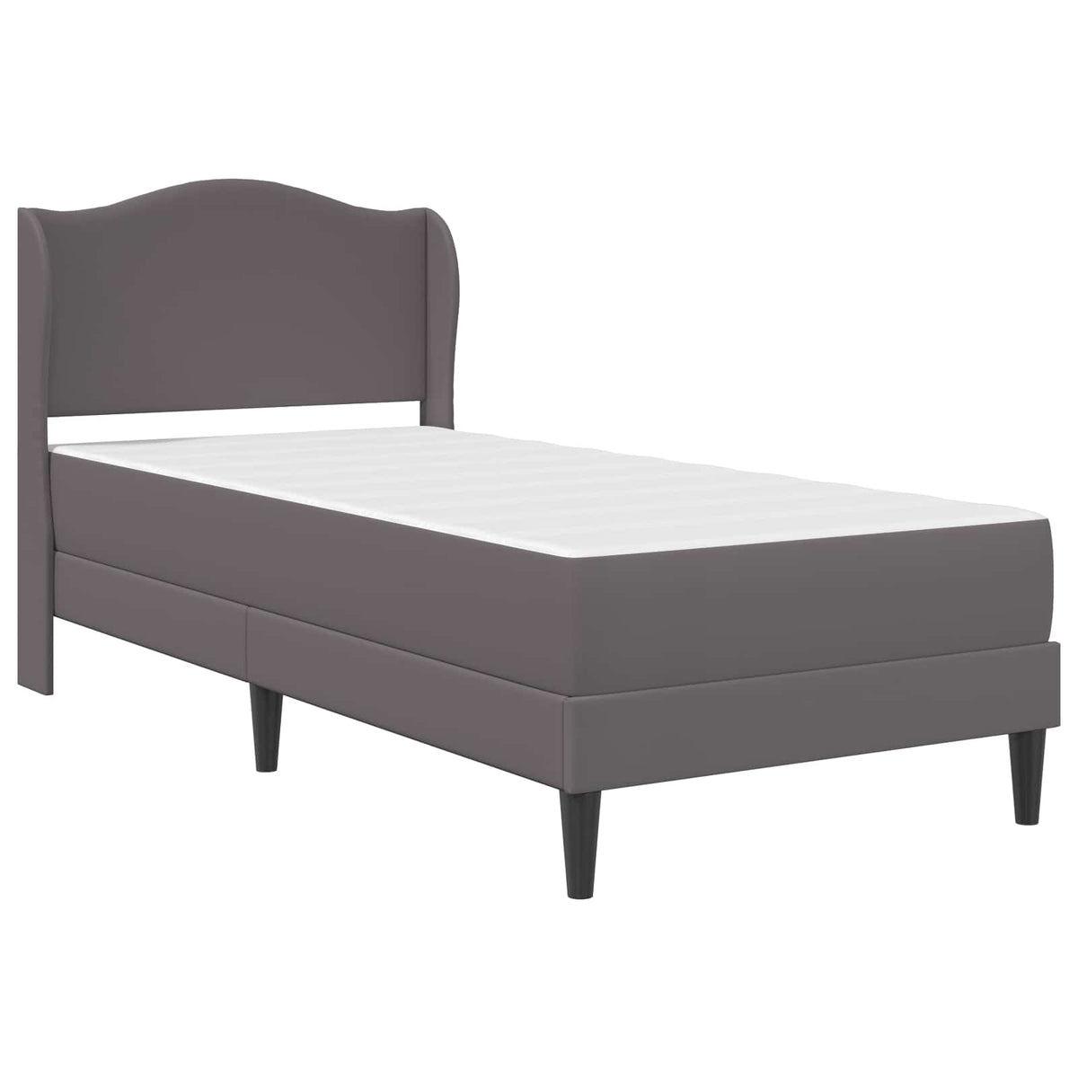 Bed Frame with Mattress 90 x 190 cm Faux Leather Grey
