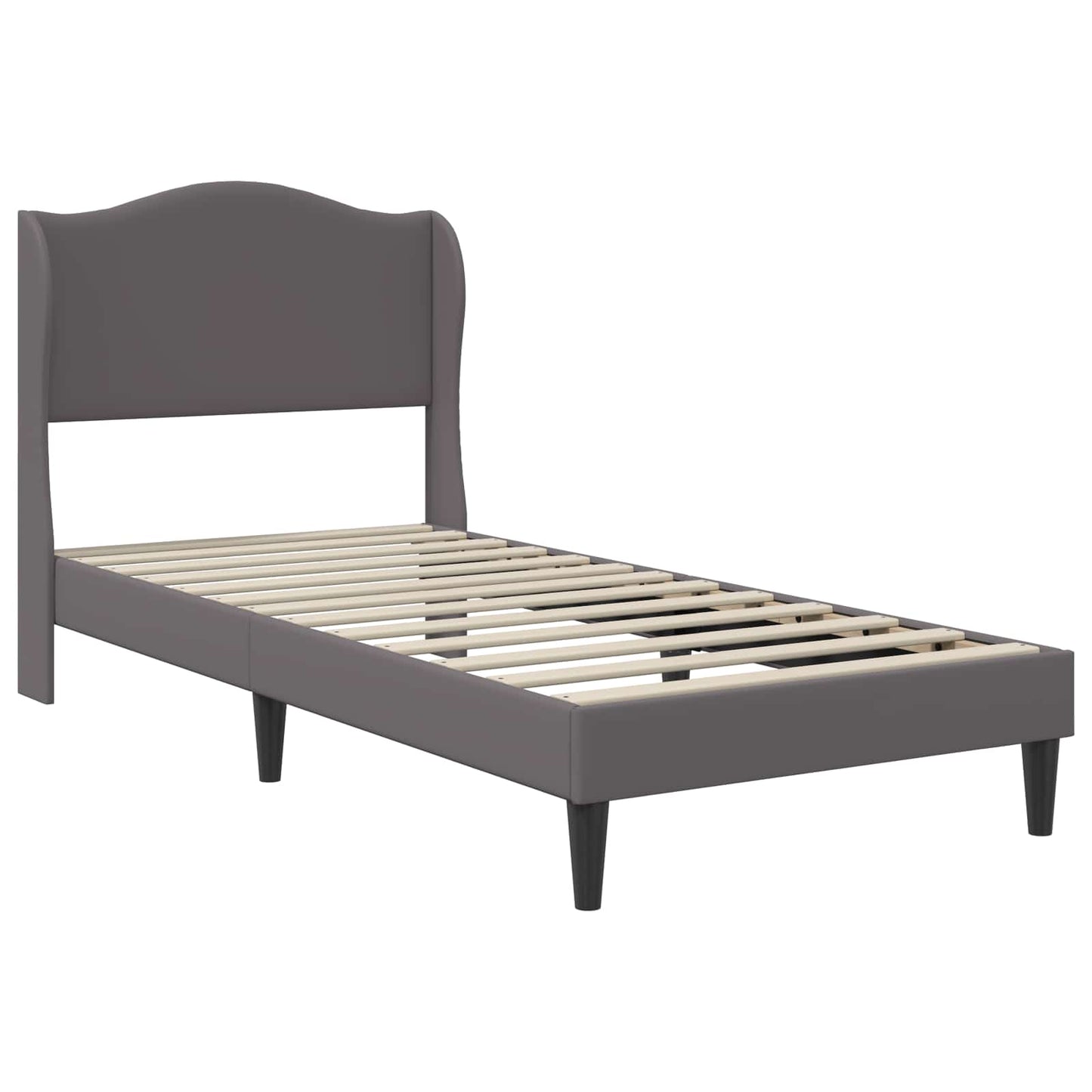 vidaXL Bed Frame with Headboard Grey 90 x 190 cm Faux Leather 4