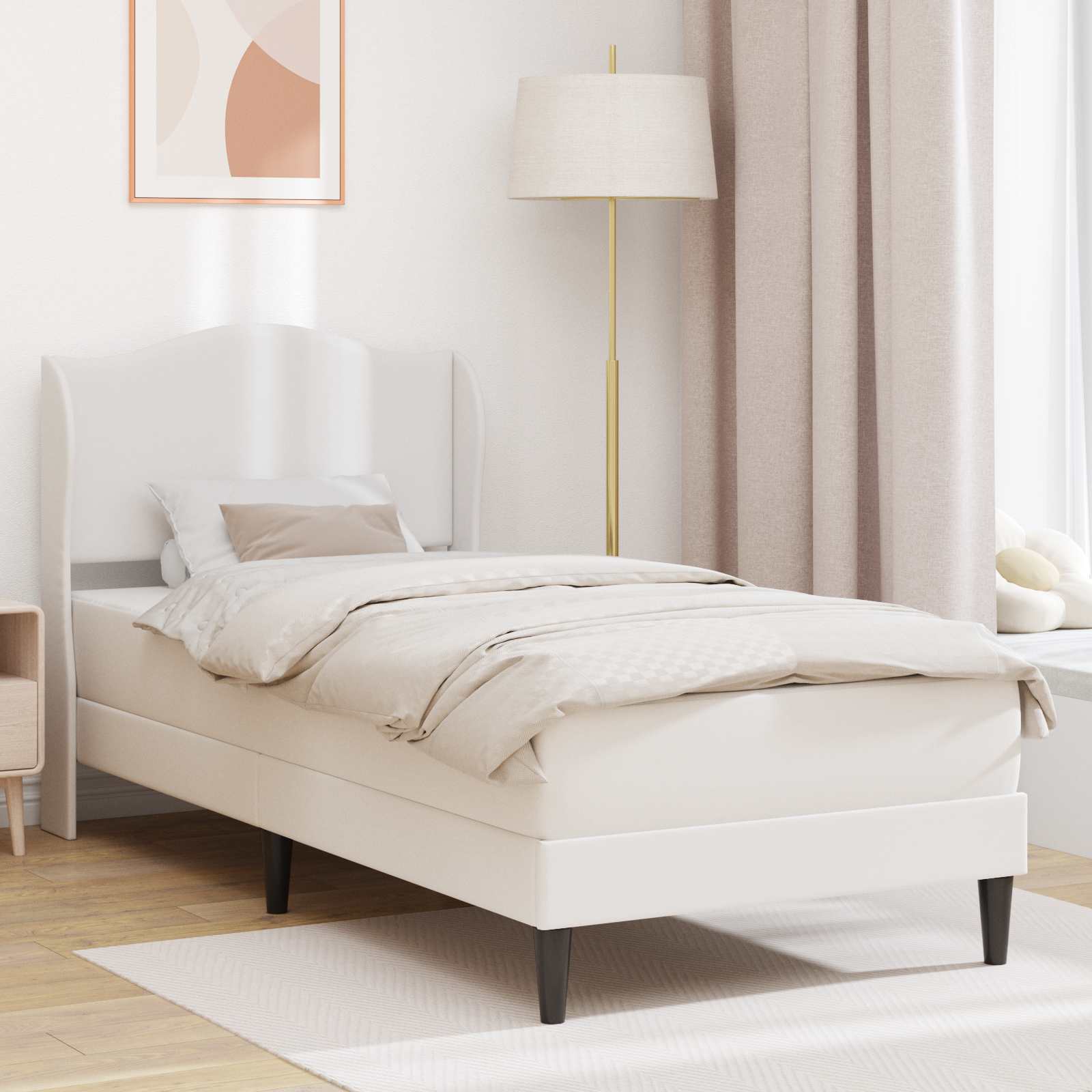 vidaXL Bed Frame with Headboard White 90 x 190 cm Faux Leather 1
