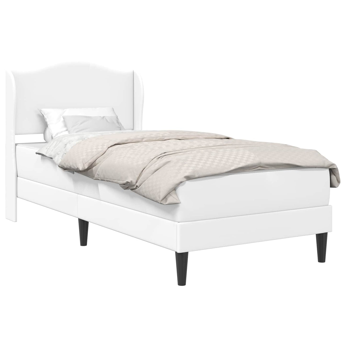 vidaXL Bed Frame with Headboard White 90 x 190 cm Faux Leather 2