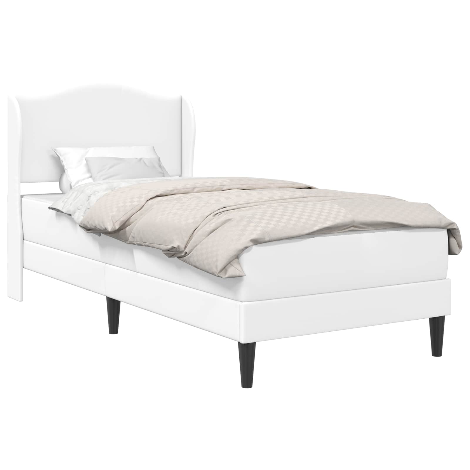 vidaXL Bed Frame with Headboard White 90 x 190 cm Faux Leather 2