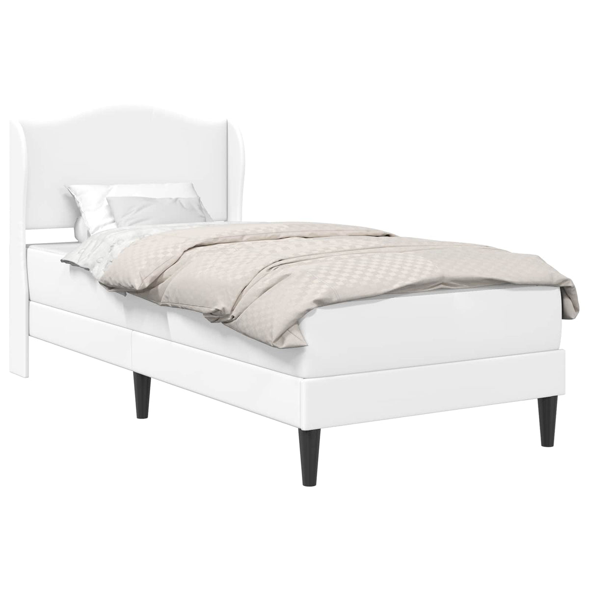 Bed Frame with Mattress 90 x 190 cm Faux Leather White