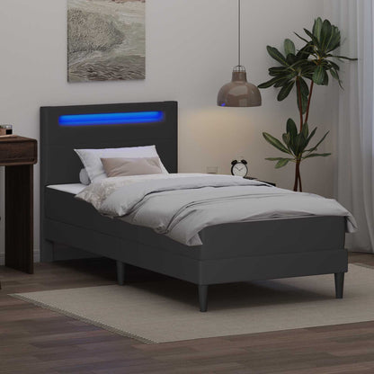 vidaXL Bed Frame with LED Strip Lights Grey 90 x 190 cm Faux Leather 4