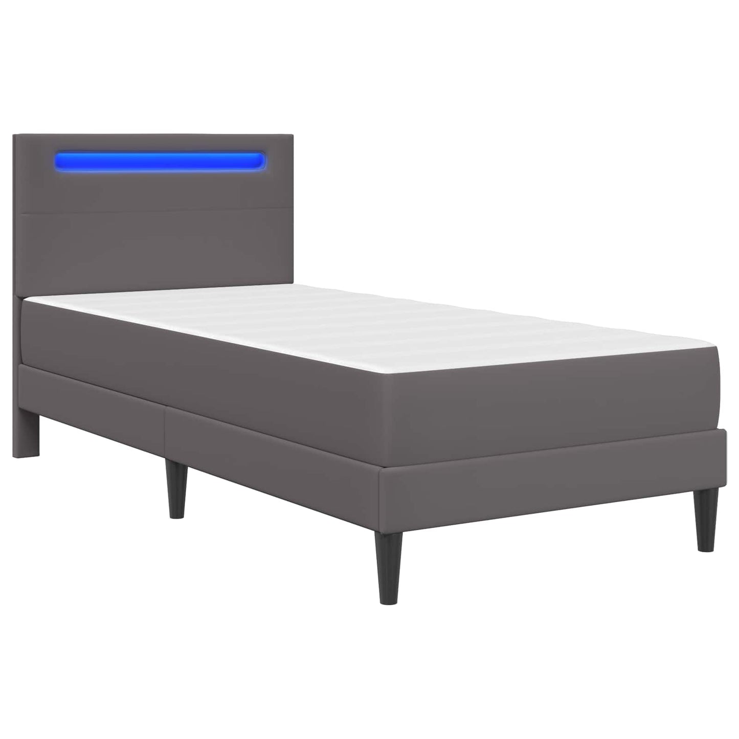 vidaXL Bed Frame with LED Strip Lights Grey 90 x 190 cm Faux Leather 5