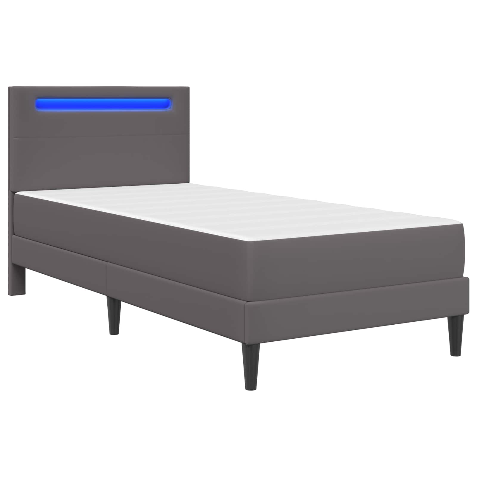 vidaXL Bed Frame with LED Strip Lights Grey 90 x 190 cm Faux Leather 5