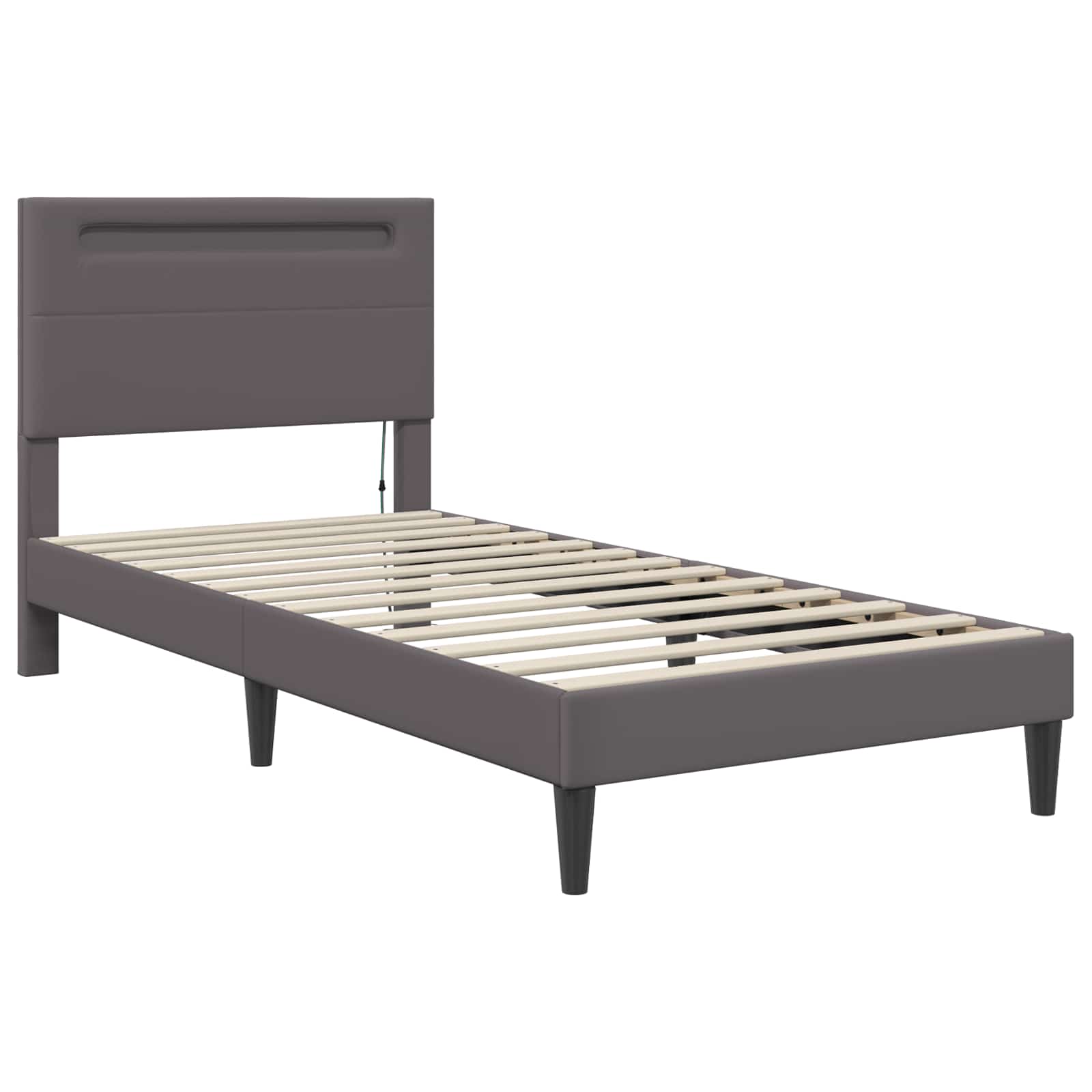 vidaXL Bed Frame with LED Strip Lights Grey 90 x 190 cm Faux Leather 6