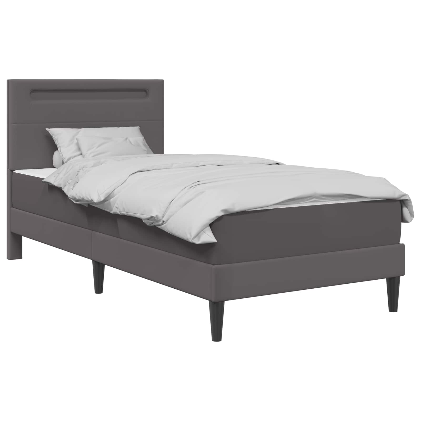 vidaXL Bed Frame with LED Strip Lights Grey 90 x 190 cm Faux Leather 3