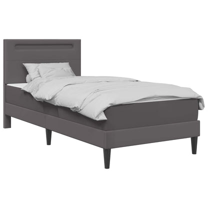 vidaXL Bed Frame with LED Strip Lights Grey 90 x 190 cm Faux Leather 3