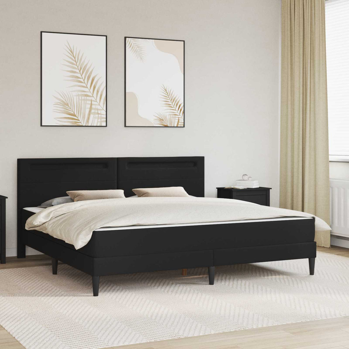 Bed Frame with Mattress 180 x 200 cm Faux Leather Black 6FT Super King Size