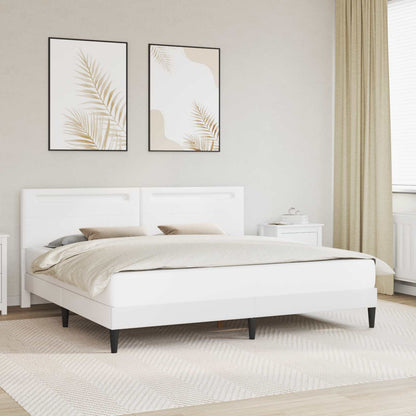 Bed Frame with Mattress 180 x 200 cm Faux Leather White 6FT Super King Size