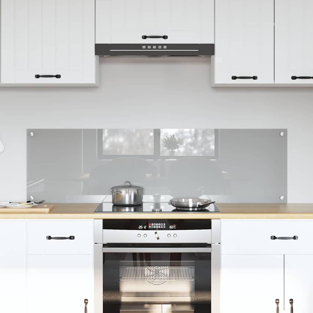 Kitchen Backsplash 70 x 40 cm Tempered Glass 2 pcs Light Grey 70 cm
