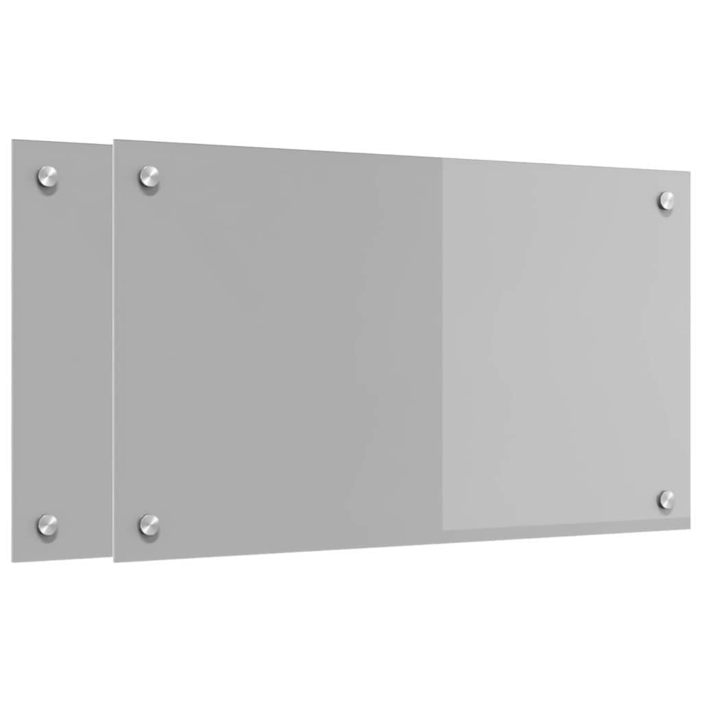 Kitchen Backsplash 70 x 40 cm Tempered Glass 2 pcs Light Grey 70 cm