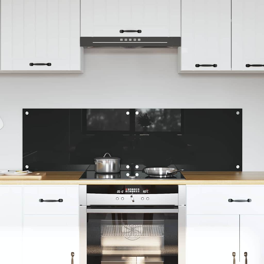 Kitchen Backsplash 70 x 40 cm Tempered Glass 2 pcs Black 70 cm 40 cm