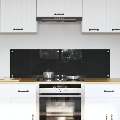 Kitchen Backsplash 70 x 40 cm Tempered Glass 2 pcs Black 70 cm 40 cm