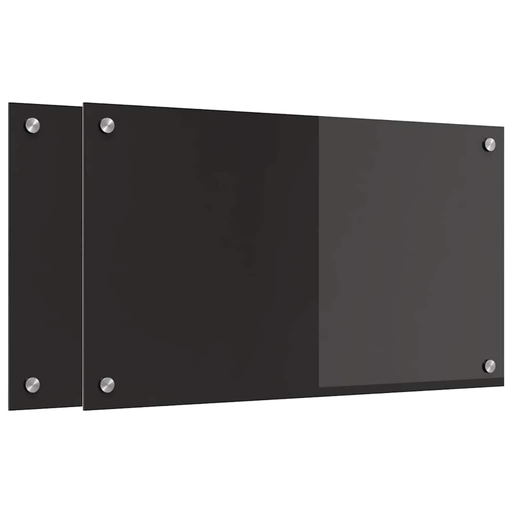 Kitchen Backsplash 70 x 40 cm Tempered Glass 2 pcs Black 70 cm 40 cm