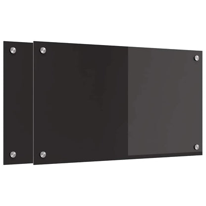 Kitchen Backsplash 70 x 40 cm Tempered Glass 2 pcs Black 70 cm 40 cm