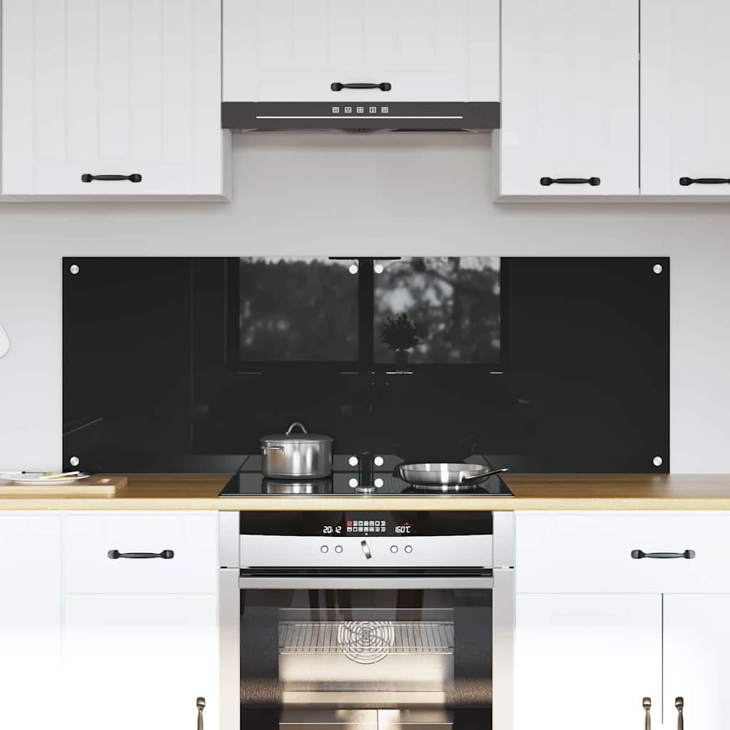 Kitchen Backsplash 70 x 40 cm Tempered Glass 2 pcs Black 70 cm 50 cm