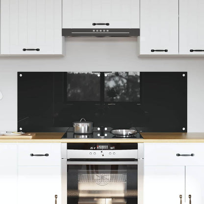 Kitchen Backsplash 70 x 40 cm Tempered Glass 2 pcs Black 70 cm 50 cm