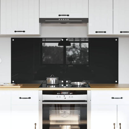 Kitchen Backsplash 70 x 40 cm Tempered Glass 2 pcs Black 70 cm 60 cm