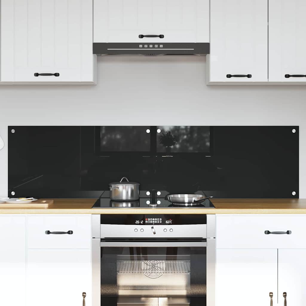 Kitchen Backsplash 70 x 40 cm Tempered Glass 2 pcs Black 80 cm 40 cm